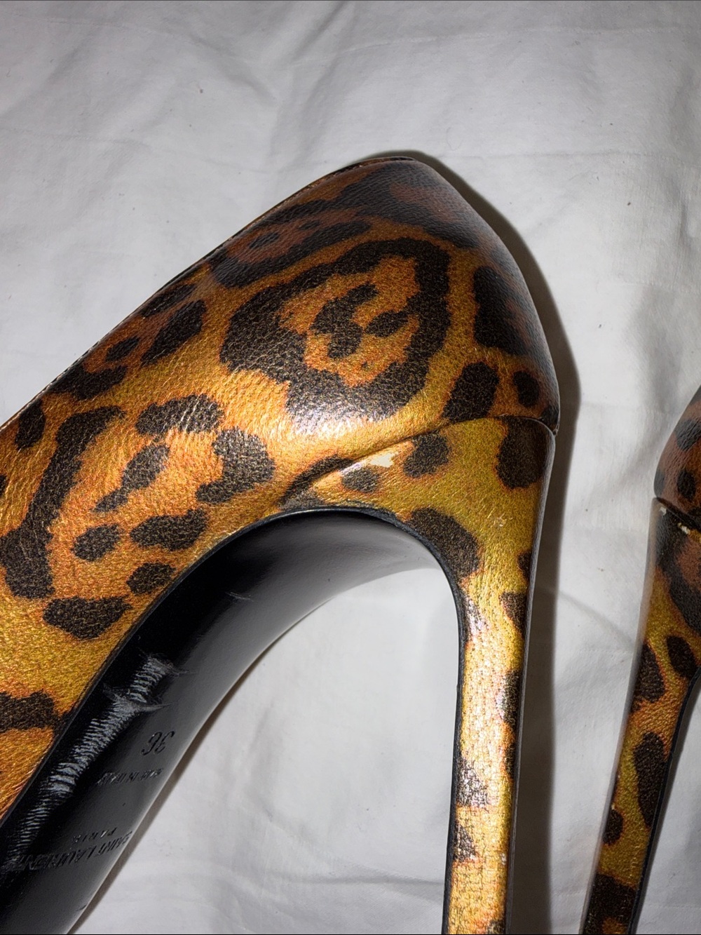 Saint Laurent Leopard Print Pointed Toe Pumps animal print SZ 36 - Picture 5 of 16